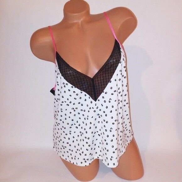 Victoria's Secret White & Black Leopard Print Camisole with Lace Size Small - Picture 6 of 6